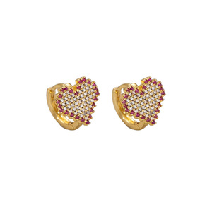 Boucles d'oreilles en forme de cœur en zircon pour femmes, micro-incrustation de diamants, design de luxe léger, bijoux pour le quotidien - Product Image 4