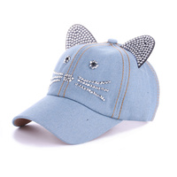 Cara de dibujos animados 5 paneles niños gorra de béisbol orejas de gato coreano sombrero de bebé Primavera Verano bebé niño niña sombrero bordado ajustable