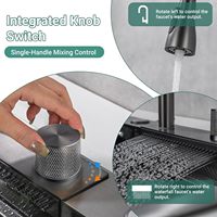 Robinet de cuisine moderne cascade noir en acier inoxydable multifonctionnel pour comptoir et sous-plan – Solution complète