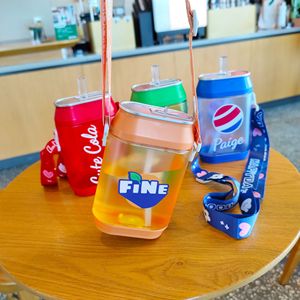 Yafchi Creative Juice Plastic Straw Cup 400ml Reusable Outdoor Travel Water Bottle With Strap For Cola Gift - Product Image 3