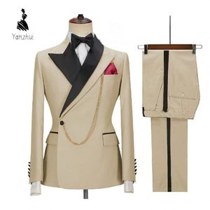<span class=keywords><strong>Traje</strong></span> de Negocios de Dos Piezas <span class=keywords><strong>con</strong></span> Botón Lateral YZ para Hombre, Blazer y Pantalones a Juego, Atuendo Formal para Bodas, Novios y Banquetes - Product Image 5