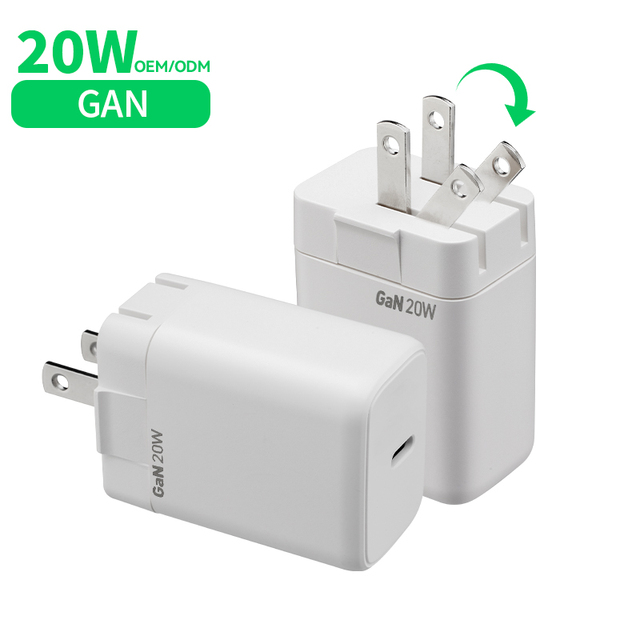 20W PD GaN USB Wall Charger with PSE Certification Folding Plug OTP Protection for