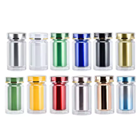 Bouteilles en plastique à double paroi en acrylique réutilisables de 120 ml avec bouchon à vis pour pilules médicinales et soins de santé