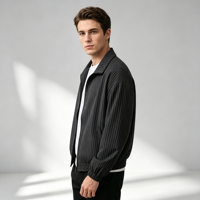 Collection Automne 2026 – Blouson Bomber Homme Rayé Imprimé Dégradé Respirant Style Américain Décontracté Grande Taille