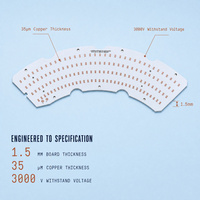 Carte de circuit imprimé en aluminium LED personnalisée, épaisseur 1,5 mm, cuivre 35 μm, tension de résistance 3000 V, substrat en aluminium, carte MCPCB pour éclairage LED