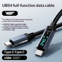 Câble de données USB4 en alliage d'aluminium tressé 240W avec affichage numérique USB-C vers Type-C pour téléphones mobiles, charge rapide et transmission de données