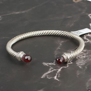 925 Sterling <b>Silver</b> Garnet Stone Twisted Romantic <b>Mens</b> <b>Bracelet</b> Handmade Turkish Jewelry NUSRET - Product Image 5