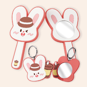 PVC Handheld Makeup Mirror Custom Portable High-definition Small Mirror Hand Held Compact Handheld Mirror Custom Cosmetic