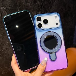 Senyork gradual colors glitter mirror magnetic holder transparent phone case clear cover for iPhone 17 <b>pro</b> max 16plus 15 14 - Product Image 2