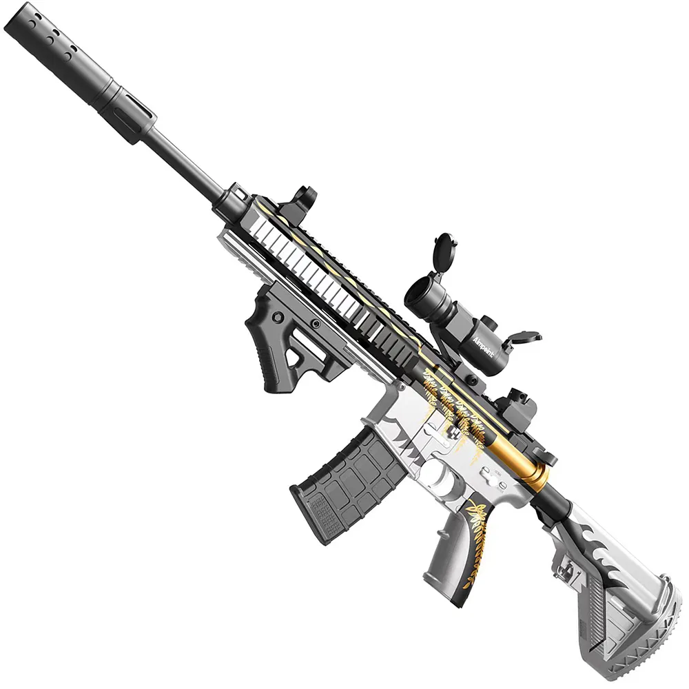 M416 - Arma de brinquedo elétrica de gêlis para adultos, modelo de arma de hidrogel e gêlis com flash de luz, chama simulada, blaster de água