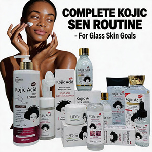 Set Completo de Cuidado de la Piel Coreano con Ácido Kójico, Colágeno, Agua, Suero Aclarante, Blanqueador y Antienvejecimiento, Loción y Aceite para Piel Oscura, Rostro y Cuerpo - Product Image 3