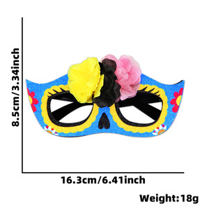 Nuova maschera messicana a mezza faccia per adulti e bambini, per il Giorno dei Morti, con fiori e occhiali per foto - Product Image 6