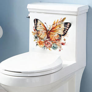 Dessin animé fleur papillon Rose plante verte <span class=keywords><strong>toilette</strong></span> autocollant salle de bain décoration <span class=keywords><strong>papier</strong></span> <span class=keywords><strong>peint</strong></span> auto-adhésif PVC sticker mural - Product Image 6