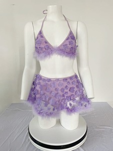 New Style See-Through Mesh Fur Edging Sexy Girl Sexy Lingerie Dress Female Spot - Product Image 6