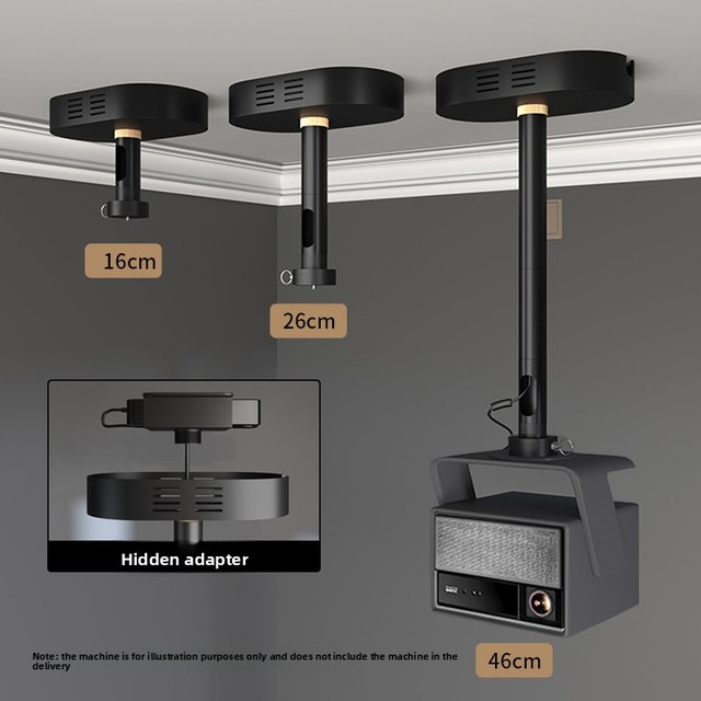 Yinzam PH79 Projector Ceiling Mount with Hidden Adapter & Internal Wiring 3.5mm Thickened Aluminum Alloy, 360° Rotation Gimbal
