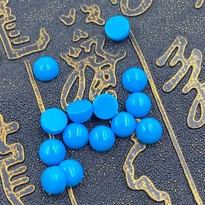 6 מ"מ כחול טורקיז טבעי אבני חן שטוח בחזרה אבן טבעית חרוזים להכנת תכשיטים