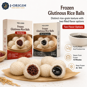 Pains de riz glutineux surgelés cuits à la vapeur, fourrés aux haricots rouges et au sésame noir, emballage en boîte de 6 pièces, dessert chinois, vente en gros - Product Image 6