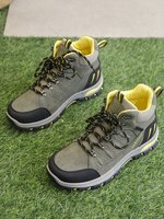 Nouvelles Bottes de Randonnée Montantes Légères pour Femmes 2026, Chaussures d'Extérieur à Plateforme Vert Armée + Jaune Patchwork, Trekking Automne/Printemps