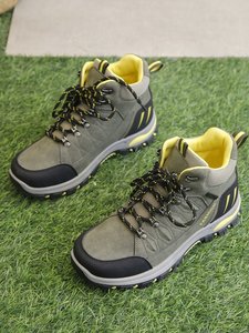 2026 New Women's Light Weight High Top Hiking Boots Platform Outdoor Shoes <strong>Army</strong> Green + Yellow Patchwork Trekking Autumn/Spring - Product Image 3