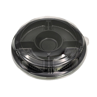 Barquette à sushi jetable ronde, boîte à emporter, contenant alimentaire en plastique avec 5 compartiments, boîte à fruits