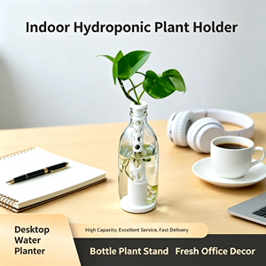 Soporte para plantas hidropónicas, soporte para plantas en botella blanca, macetero de agua para interiores, soporte para plantas de escritorio, decoración creativa para el hogar y la oficina - Product Image 4