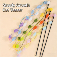 Bâton de chat interactif multicolore avec plusieurs sections, boule en peluche, pompon et clochette, longue tige, pour chats d'intérieur