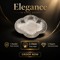 Plat de service décoratif en acier inoxydable martelé en forme de nuage, pour tapas, or, argent, cuivre, pour hôtels et restaurants (vente en gros)