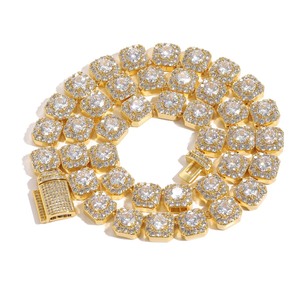 Men's Diamond Necklace Princess Cut Cube Chain Sugar Cube Geometric Hip Hop Everyday Wear XHL-016 - Product Image 4