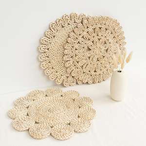 Napperon en rotin naturel Assiettes de présentation creuses en osier pour les vacances de Noël Napperons de cuisine ronds tissés - Product Image 2