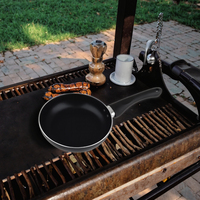 Cuisinière à gaz antiadhésive de 2.0mm d'épaisseur en aluminium étiré de 18x4cm Poêle à frire traditionnelle de 1 à 2 litres en métal et en verre