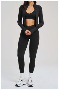 Conjuntos Deportivos de Yoga <span class=keywords><strong>para</strong></span> Mujer, Leggings de Cintura Alta y Pantalones Cortos, <span class=keywords><strong>Sujetador</strong></span> Deportivo Cruzado con Cierre, Chaqueta de Manga Larga <span class=keywords><strong>para</strong></span> Gimnasio y Entrenamiento - Product Image 4
