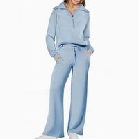JAC22 Q029 Damen Neues Fleece-Set Einfarbig mit Kapuze Langarm Zweiteiliges Modisches Outfit Atmungsaktive Lange Hose