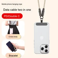 Nouveau câble de charge tressé anti-perte 2-en-1 5A charge rapide 2A fonctions compatibles iPhone 15 PD 60W câbles de données en nylon
