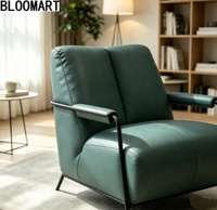 Fauteuil de loisirs haut de gamme en cuir véritable avec structure intérieure en bois massif et cadre en acier carbone finition cuivre antique