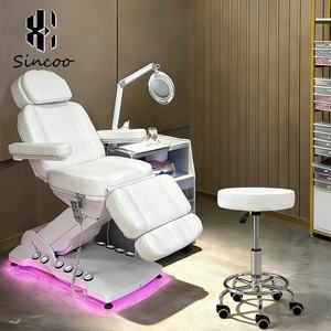 Luxury <b>LED</b> Light Base with Foot Control White 3 Motors High Load-bearing Beauty Massage <b>Bed</b> Beauty Salon Facial <b>Bed</b> - Product Image 1