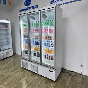 Supermercado comercial exibição armário bebida refrigerador vidro porta congelador geada freezer ereto livre