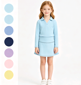 ชุดกีฬาลำลองพิมพ์ลายสีสันสดใสสำหรับเด็กผู้หญิง เสื้อคอวี กระโปรง กางเกงขาสั้น ซับใน ชุดคู่พี่น้อง - Product Image 1