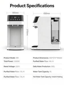Dispenser d'Acqua Elettrico da Banco con Installazione Gratuita, Filtrazione, Acqua Fredda e Calda, Purificatore Domestico con Serbatoio in Plastica per Hotel e Camper - Product Image 3