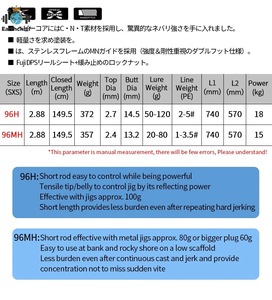 Madmouse Sniper <span class=keywords><strong>XT</strong></span> 2.88M 96h 96MH <span class=keywords><strong>Fuji</strong></span> CROSS คาร์บอน PE 1-5 # saltwater Ocean Hard Shore jigging Rod - Product Image 3