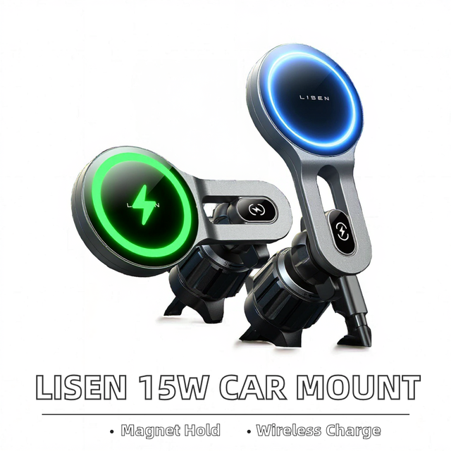 For 15W Wireless Magnetic Air Vent ABS+PC Car Phone Mount Charger with 360 Degree Adjustable Rotation for