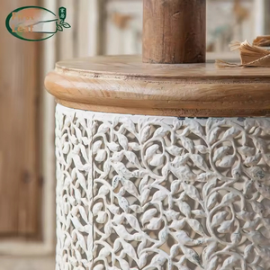 โต๊ะกาแฟไม้สไตล์อเมริกันแบบแกะสลัก โต๊ะข้างเตียงไม้ทันสมัย ทนทาน ใช้ข้างโซฟา ข้างห้องโถง มุมห้องนั่งเล่น - Product Image 2