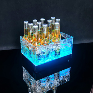 Led Illuminated Ice Bucket Square Acrylic Colorful <b>Light</b> Up <b>Beer</b> Cocktail Party KTV Beverage Tub - Product Image 4