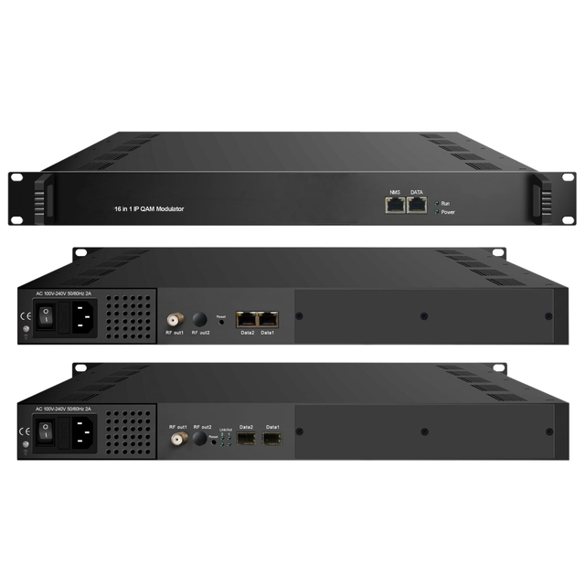 16in1 IP QAM Modulator 512 IP Input 16 QAM Carriers PCR PID Remapping Web Management 1U HZY-3316 IP QAM Modulator