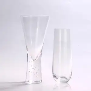 Materia prima de grado alimenticio vidrio de cristal transparente soplado a mano para vino blanco tinto champán