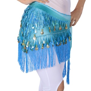 Pañuelo de cadera para danza del vientre con borlas y lentejuelas, falda triangular con monedas, ropa para festivales de música - Product Image 2