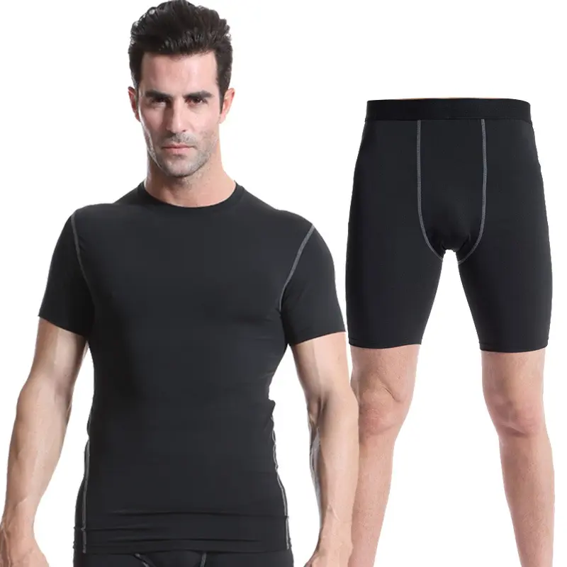 Abbigliamento Sportivo maschile Traspirante Ad Asciugatura Rapida Per Il Fitness Training Attivo Vestito di usura Degli Uomini di Compressione Palestra di Sport Tuta Set