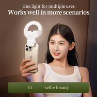 K5Pro Mini Anneau Lumineux LED Rechargeable à Clipser pour Téléphone, Photographie de Nature Morte, Enregistrement Vidéo et Diffusion en Direct