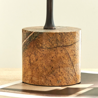Base en marbre naturel avec pilier décoratif en métal, composant en pierre de marbre massif, accessoire de décoration de table en pierre pour intérieur