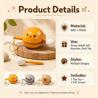 Jouet de percussion en bois en forme de poisson de dessin animé, jouet anti-stress mignon pour la décoration de bureau et de sac