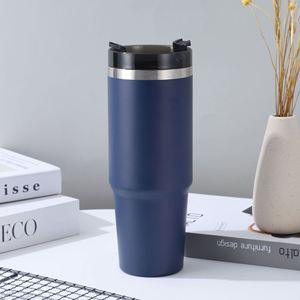 30oz Fashion Appearance Stainless Steel Vacuum Car Tumbler <b>Insulated</b> Ice <b>Cup</b> With Handle Straw Custom Printed Color - Product Image 1